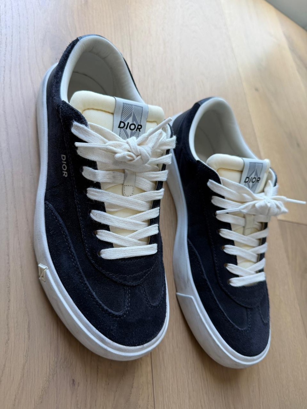 Dior Men’s Black Suede Sneakers with Cream Accents